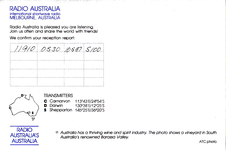 QSL R. Australia: Rckseite
